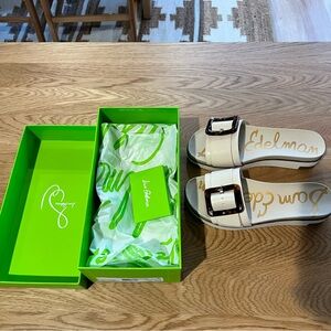 Sam Edelman Women's Ariane Slide Sandals Ivory 7.5 W Wide Width